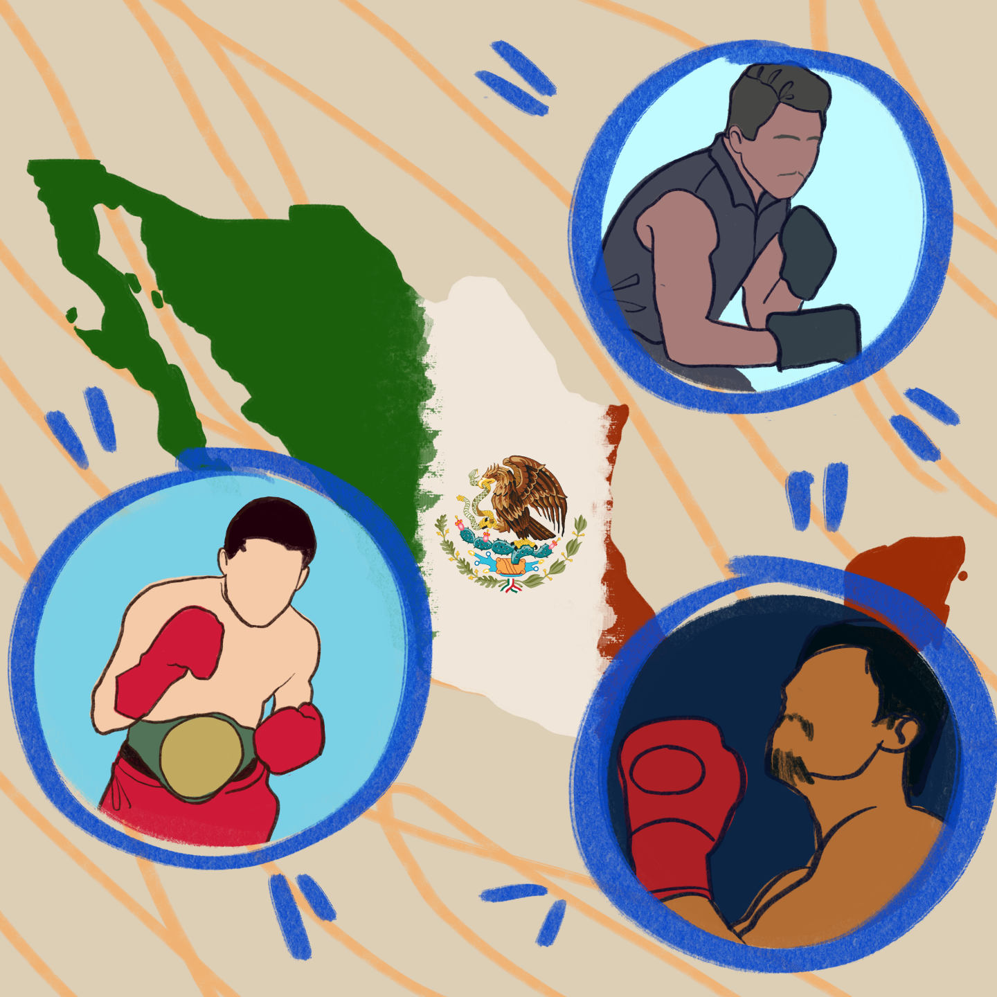 Mexican boxing illustration